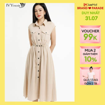 Đầm sơ mi dây rút eo IVY moda MS 41M7668