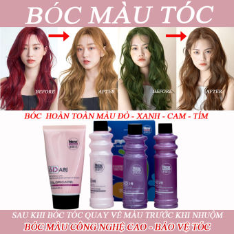 Bóc màu tóc - Bóc đỏ, cam, xanh, tím - Bóc màu chuẩn tông, tóc mượt căng bóng
