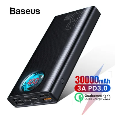 Baseus Amblight 20000mAh / 30000mAh Power Bank USB C PD3.0+QC3.0 Fast Charging Digital Display Portable Charger for iPhone Samsung Huawei Xiaomi Mi (2)