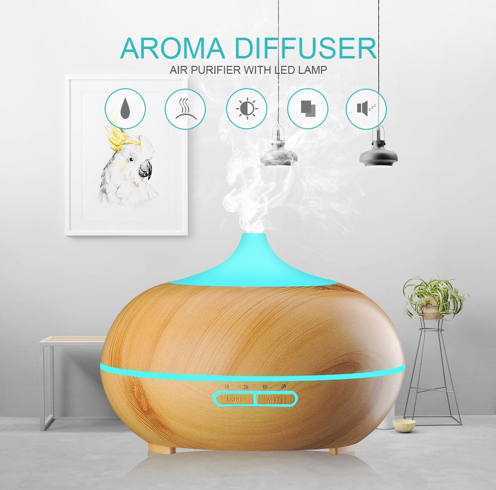 Máy xông tinh dầu phòng ngủ 500ml - aroma diffuser a6 chính hãng - kèm remote - bh 6t