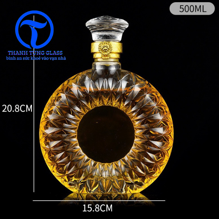 Chai đựng rưou thủy tinh xo 500ml có tem