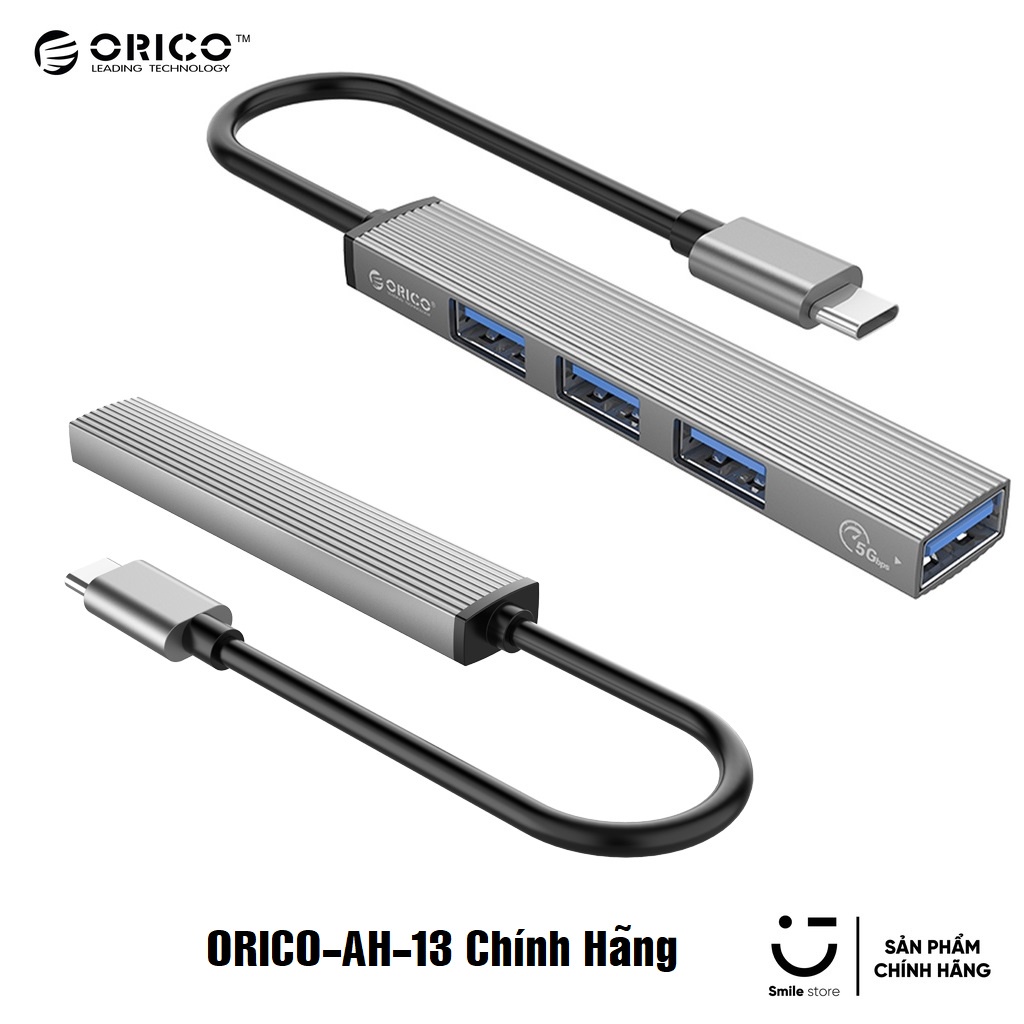 Bộ chia usb type-c ra 4 cổng usb 3.0 usb 2.0 - orico ah-13 type-c to usb3.0 hub - hàng chính hãng