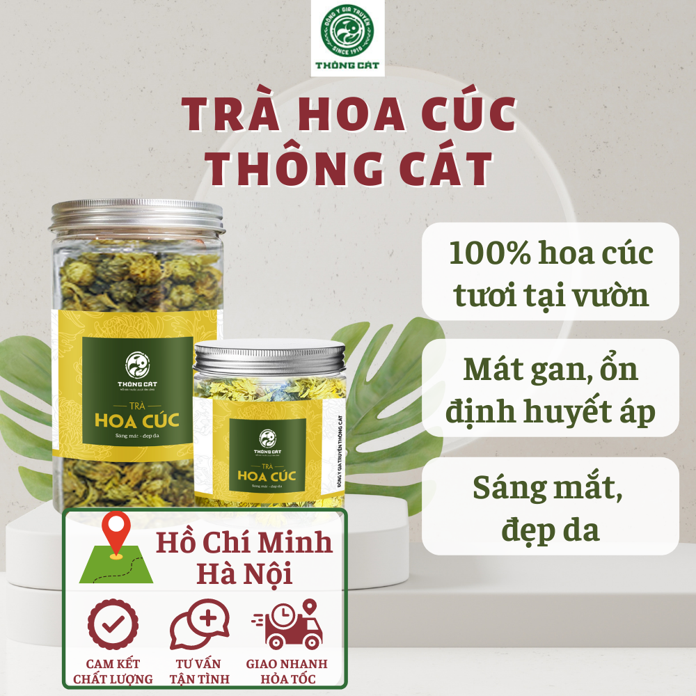 Trà hoa cúc sấy khô Đông y gia truyền Thông Cát (Since 1918) - Giải tỏa căng thẳng, detox, an thần ngủ ngon, đẹp da, sáng mắt