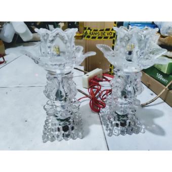 1 cặp Đèn bàn thờ pha lê led đổi màu cao 23cm,đèn thờ cao cấp