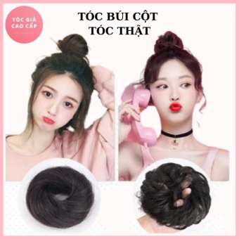 Tóc giả búi cột rối mini, dệt tóc thật 100%, búi mini tóc thật.