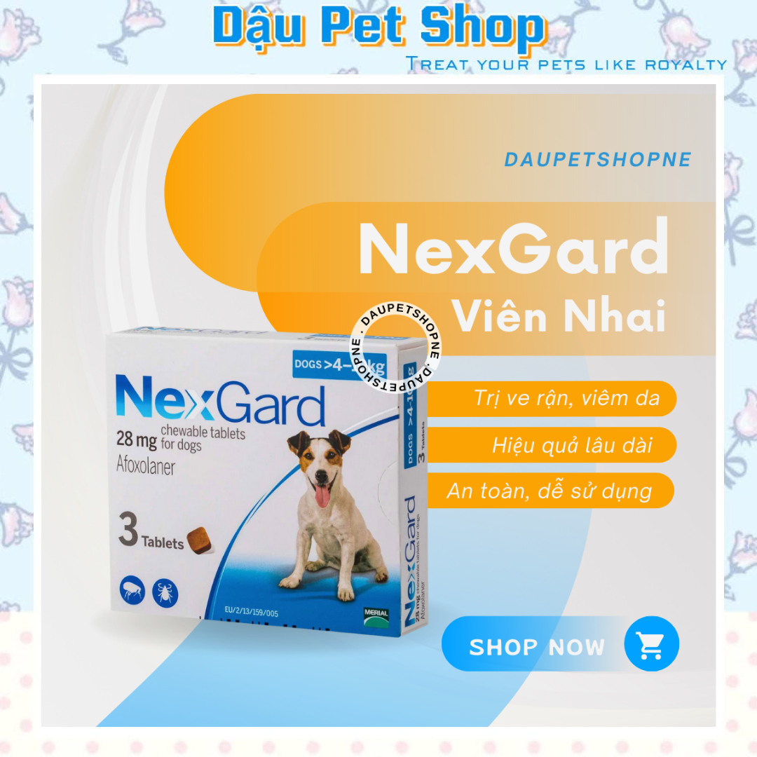 Viên nhai ve rận, bọ chét, ghẻ cho chó nexgard