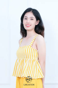 Áo dây mặc nhà LMcation Clara - Sọc Trắng Vàng