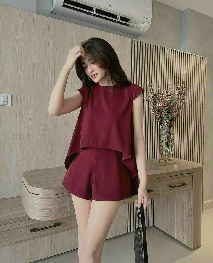 [Set Mới]Set Bộ Áo Tà Kiểu Dáng Không Tay Chất Liệu For Cao Cấp Tinh Tế Thời Trang HARI