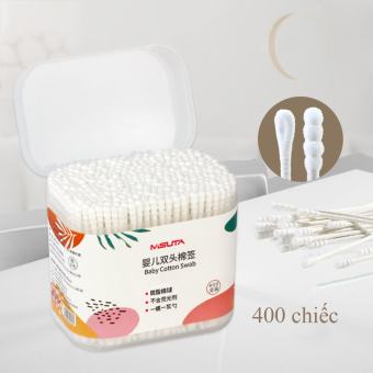 Tăm bông MISUTA thân giấy bông tự nhiên cho bé ( Hộp 400 que)