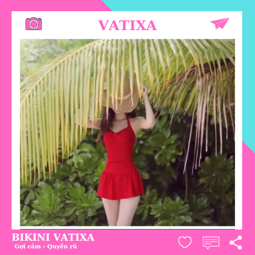 Đồ bơi bikini liền thân dáng váy che bụng mặc đi biển đi bơi kín đáo VATIXA BKN84