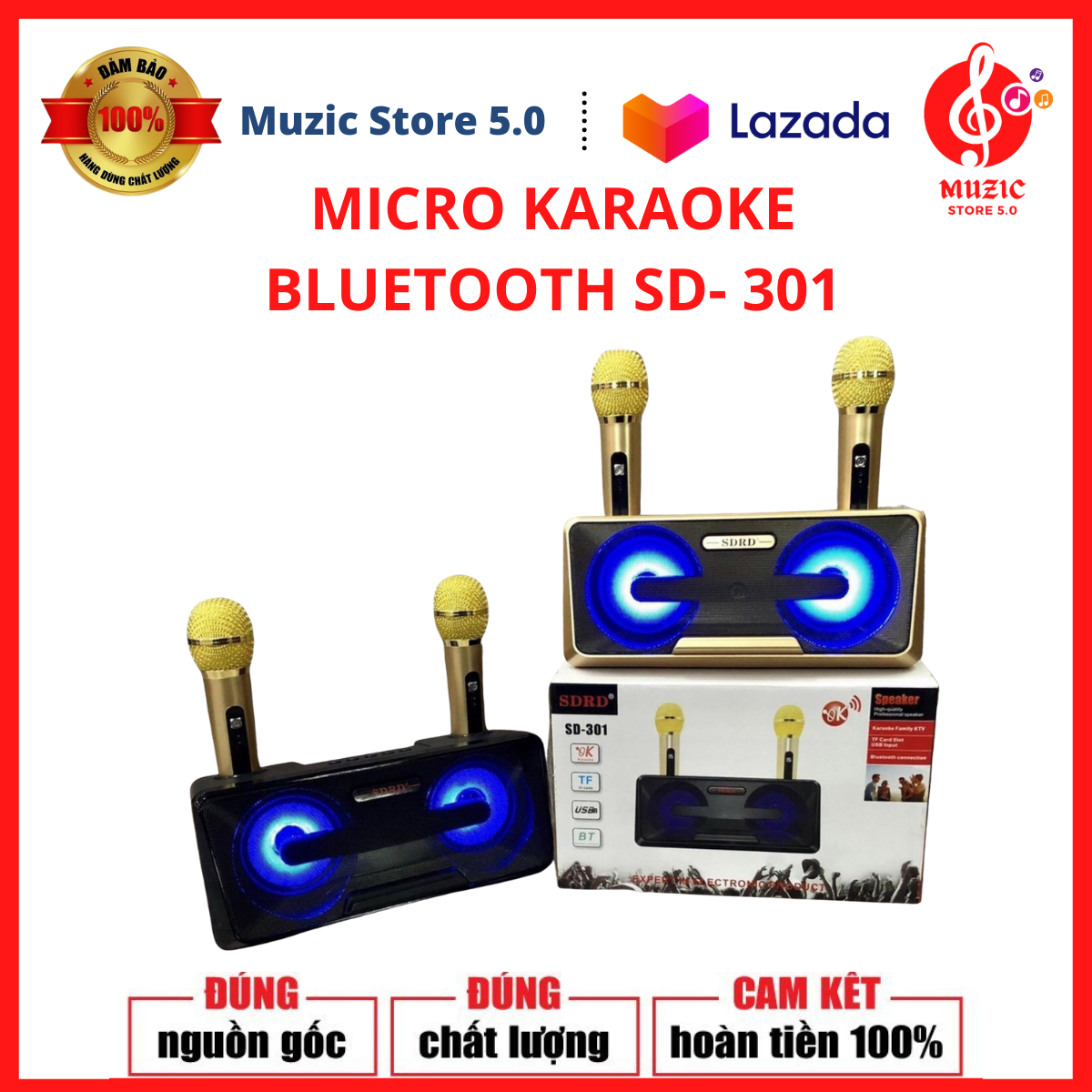 Loa bluetooth karaoke sdrd - 301 + kèm 2 mic không dây. loa thùng bluetooth hát karaoke hay. loa nhật công suất lớn có giá đỡ điện thoại