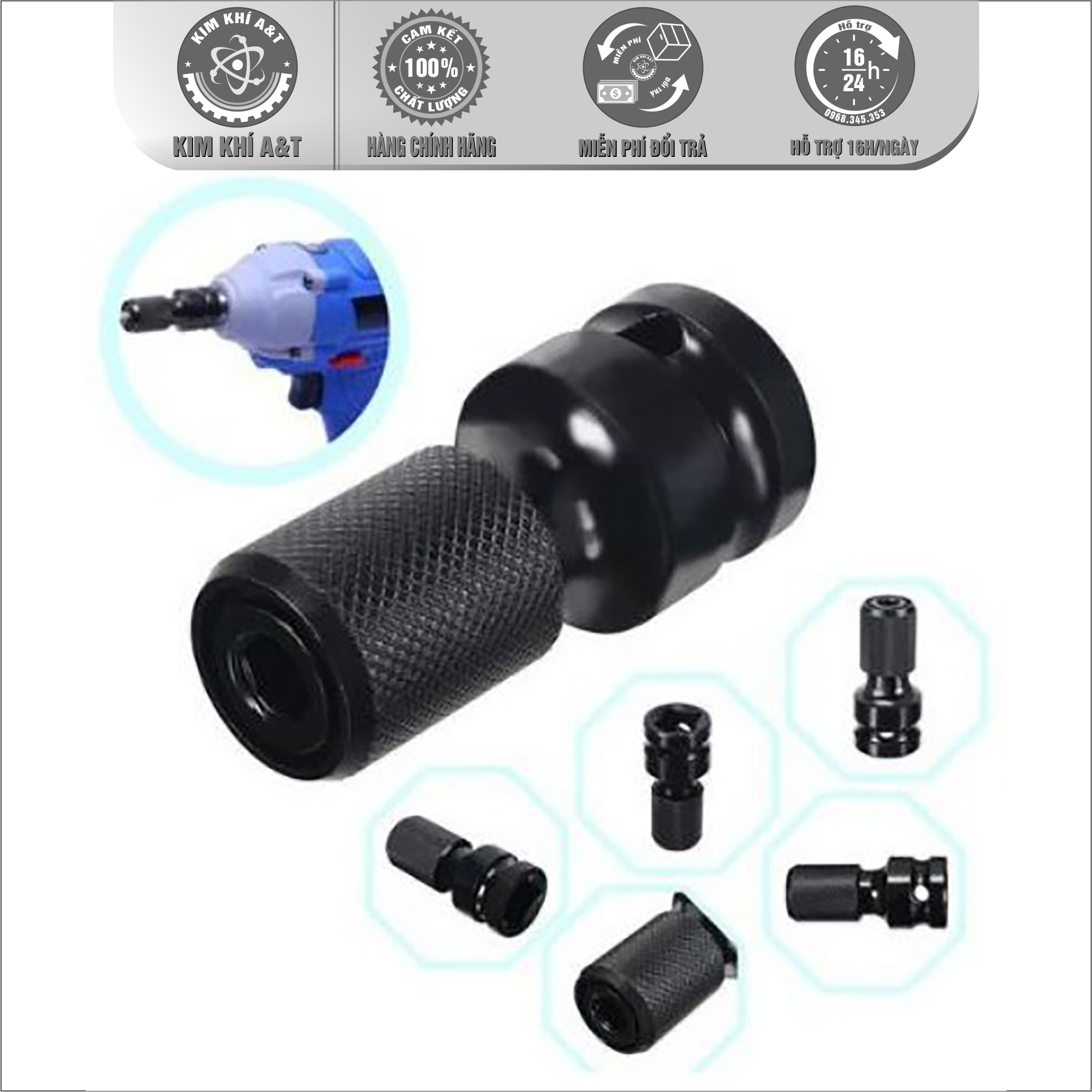 Đầu chuyển bulong sang bắt vít chuôi lục giác 6.35mm