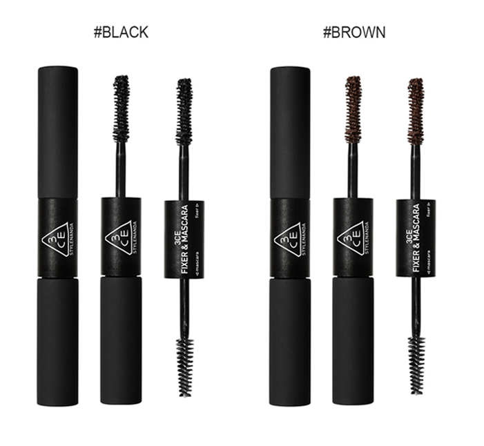 Chuốt mi 3ce fixer & mascara 2 đầu- black- brown