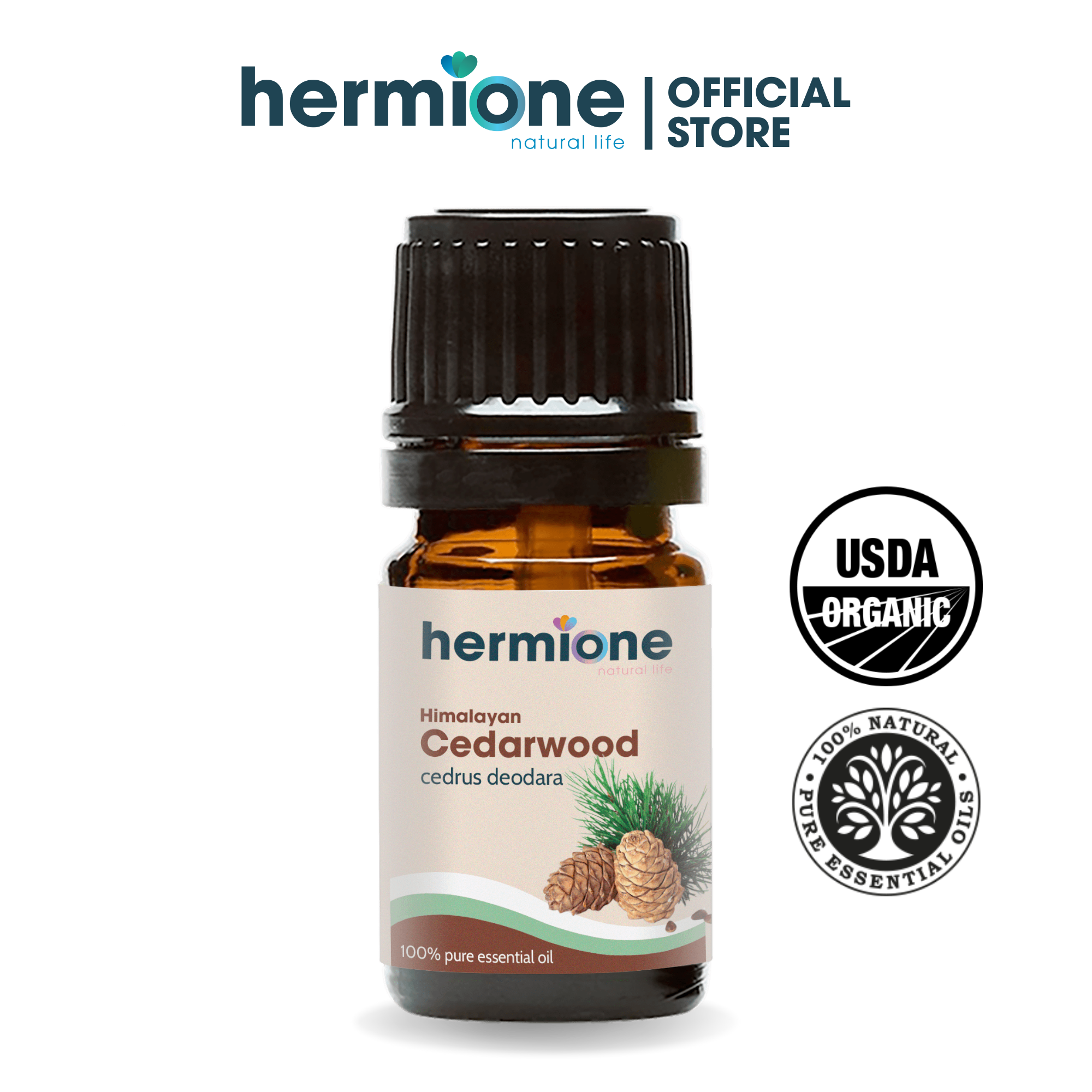 Tinh Dầu Hoàng Đàn Organic Hermione Natural Life, 100% Thiên Nhiên Nguyên Chất, Cao Cấp Nhập Khẩu, Thơm Dịu Nhẹ, Xông Thơm Phòng, Dưỡng Da, Làm Đẹp, Kháng Khuẩn, Ngừa Mụn Hiệu Quả, Kiểm Nghiệm Quatest 3