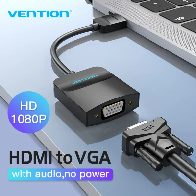 Vention HDMI to VGA Converter 1080P Digital to Analog HDMI To VGA Adapter With Power Supply Port and Audio Port For Laptop Computer Xbox PS4 TV Projector Video Audio Cable HDMI To VGA Adaptor (3)
