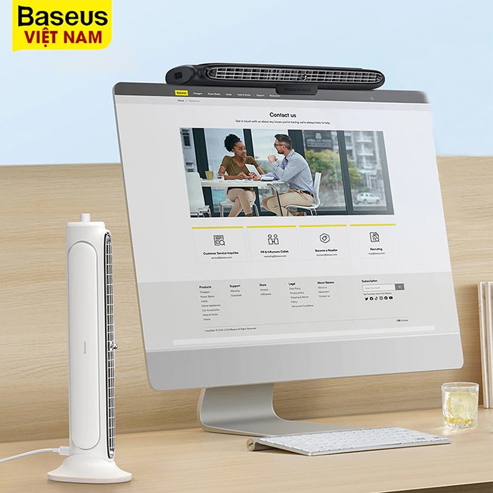 Quạt kẹp màn hình máy tính kiêm quạt đứng quạt Bàn Mini REFRESHING MONITOR CLIP - ON có điều chỉnh hướng và tốc độ gió dành cho văn phòng và decor góc học tập, làm việc-Baseus Việt Nam