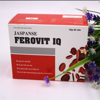 Phòng thiếu máu, mất máu - Viên uống Jaspanse Ferovit IQ  bổ sung Sắt và acid Folic tăng cường tái tạo máu mà không táo bón cho phụ nữ có thai, cho con bú-Hộp 60 viên