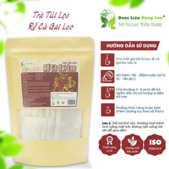 Trà túi lọc Rễ Cà Gai Leo 90g (30gói x3g) - Thành phần: rễ thân lá cà gai leo, diệp hạ châu, hoa atiso, rễ mật nhân, kim ngân hoa, xạ đen, cỏ ngọt