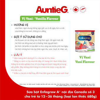 Sữa Enfagrow Canada - Vị Vani - Ngọt hơn