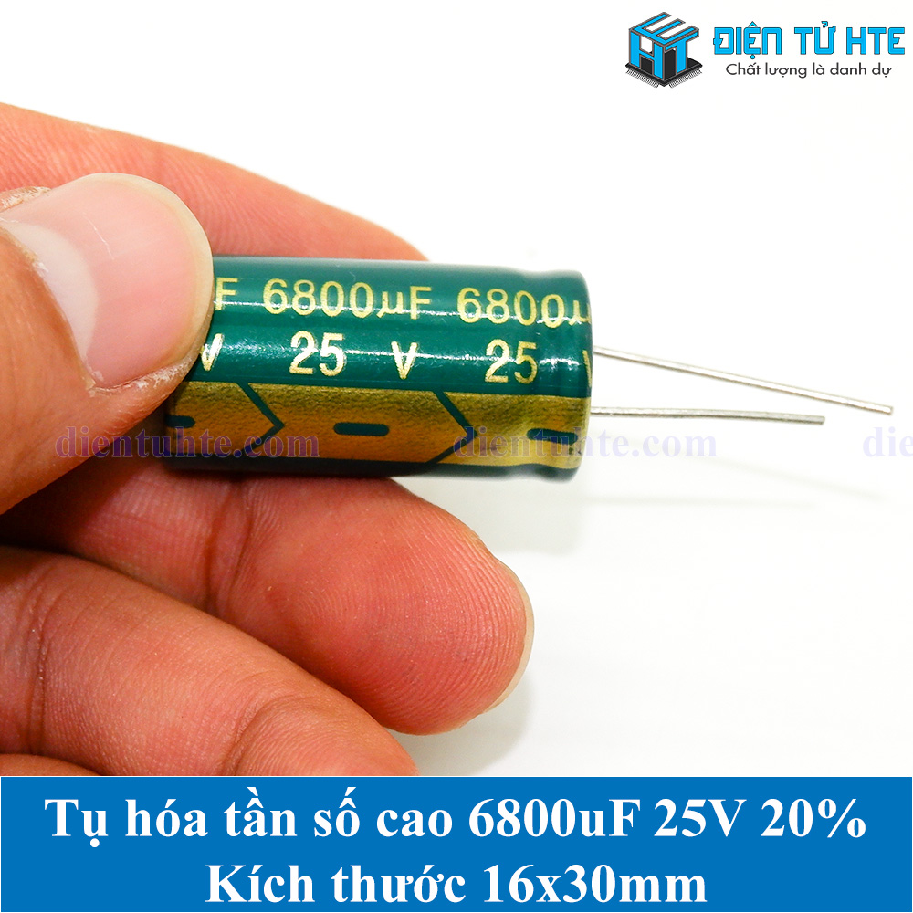 Tụ hóa tần số cao 6800uf 25v 20% kích thước 16x30mm - bộ 2 cái
