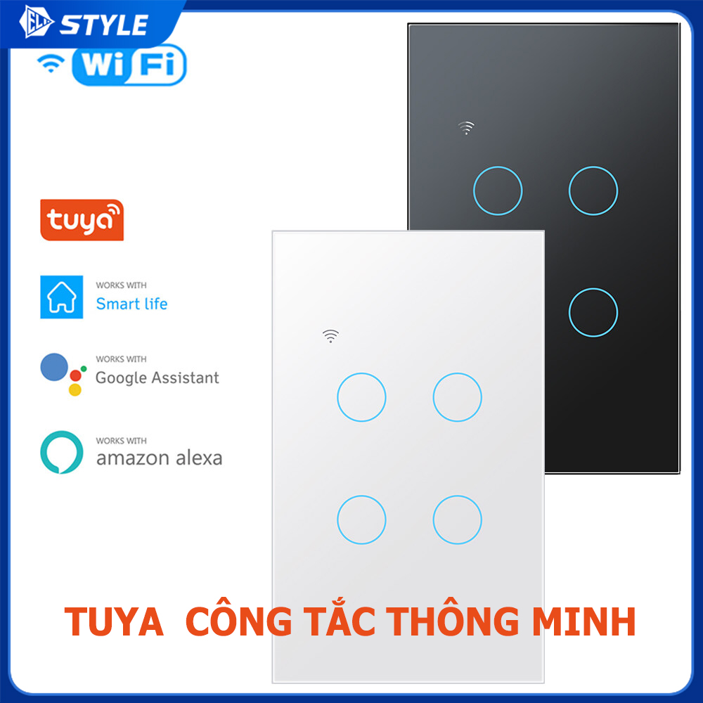 Tuya US Công Tắc Thông Minh Công Tắc Cảm Ứng Thông Minh Wifi Công Tắc Đèn Tường 100V-250V 10A 1/2/3/4 Gang Hỗ Trợ Ứng Dụng/Cảm Ứng/Điều Khiển Bằng Giọng Nói Nhà Thông Minh Thông Dụng 1108-