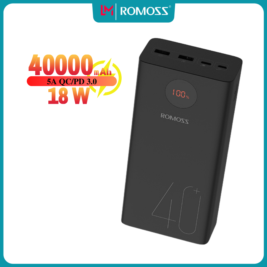 Sạc pin dự phòng romoss 40000mah, romoss pea40, sạc nhanh 2 chiều 18w - bảo hành 12 tháng