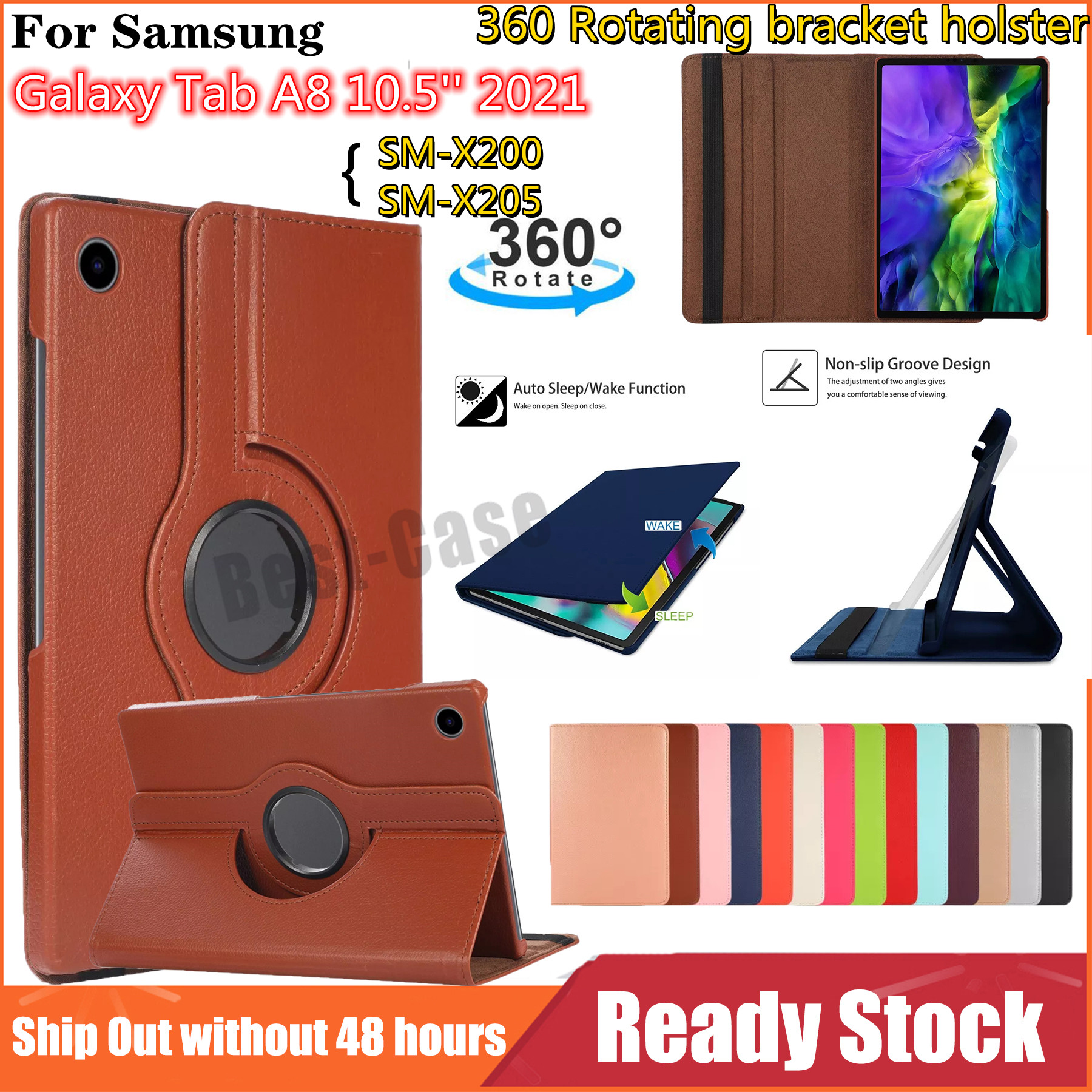 Rotating Cover Samsung Galaxy Tab A8 case 10.5 Tab S6 lite S9 11 case Auto  Sleep/Wake 360 Degree Swivel Stand Folio Flip funda