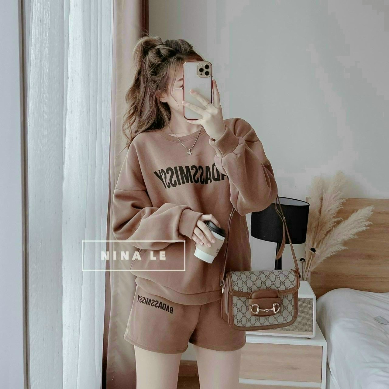 Sét bộ nỉ áo tay dài phối quàn đùi fom dưới 55kg siêu duyên dáng HMS DXX07