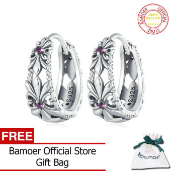 Bamoer cổ điển hoa diên vĩ Bông tai cho phụ nữ 925 Sterling bạc trang sức thời trang sce1649