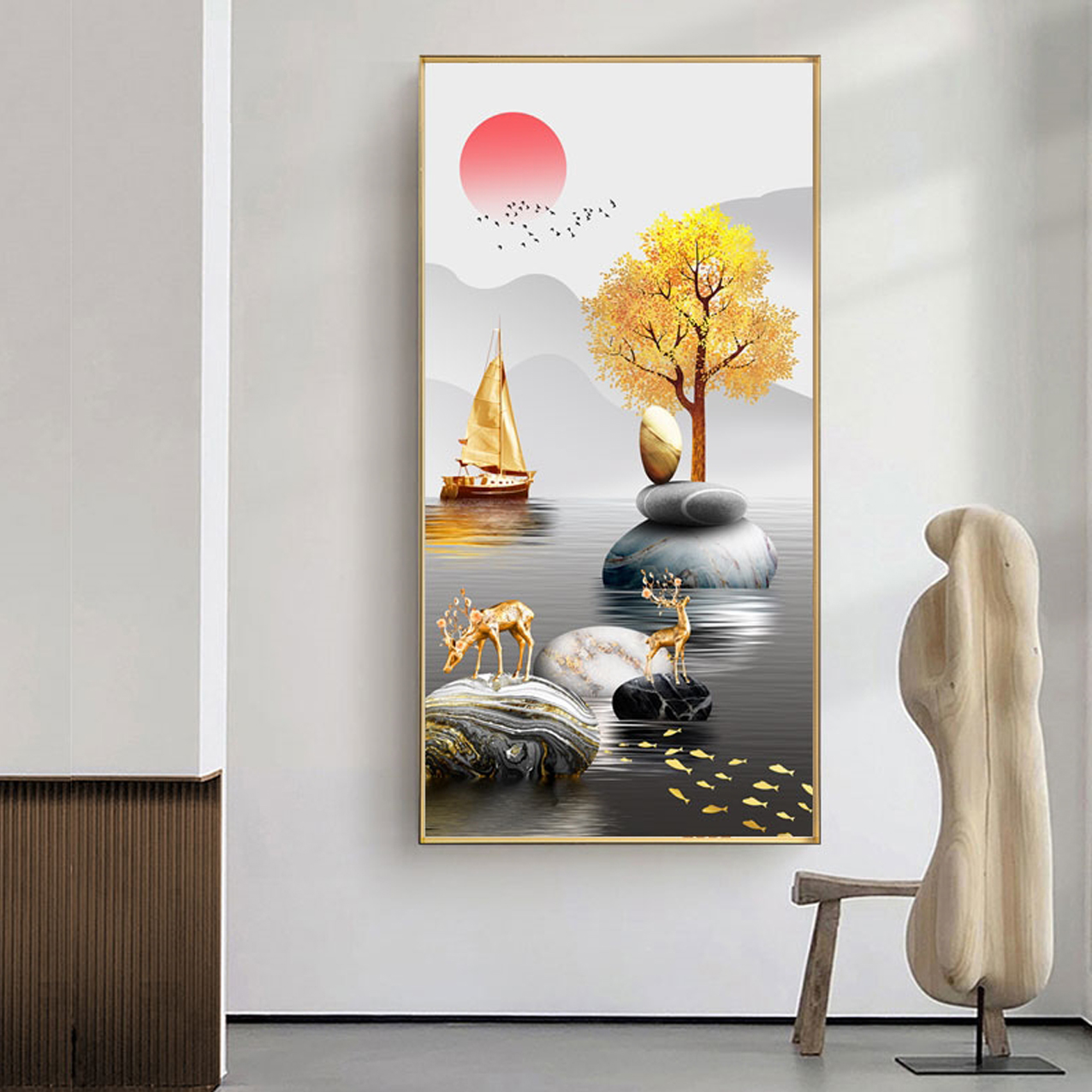 Tranh Canvas Treo Tường Hiện Đại - Tranh Thuyền Buồm Căng Gió Ra Khơi