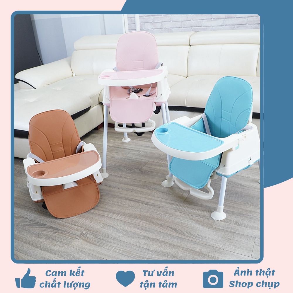 Ghế ăn dặm đa năng Hanbei đầy đủ phụ kiện đệm bánh xe gấp gọn