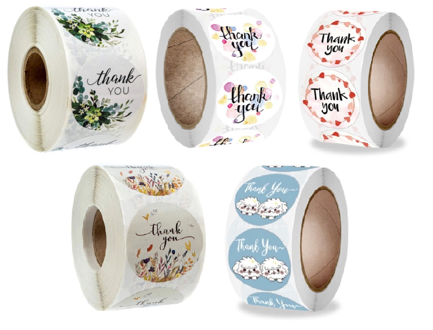 Cuộn 500 miếng dán Sticker "Thank You" - 1 style (đường kính nhãn dán 2,5cm)