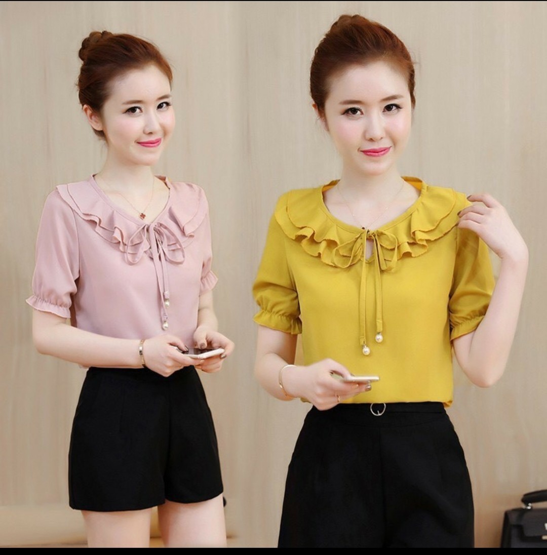 Áo kiểu cổ bèo phối nơ hara
