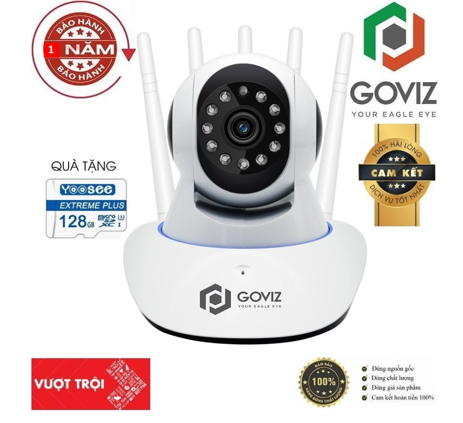(TÙY CHỌN COMBO CAMERA THẺ 128/64/32GB  ) CAMERA WIFI GOVIZ 5 RÂU THẾ HỆ MỚI - CAMERA CHÍNH HÃNG 2.0MPX FULL HD SIÊU SẮC NÉT - (MÃ KÈM THẺ 455K VÀ KHÔNG THẺ 345K)