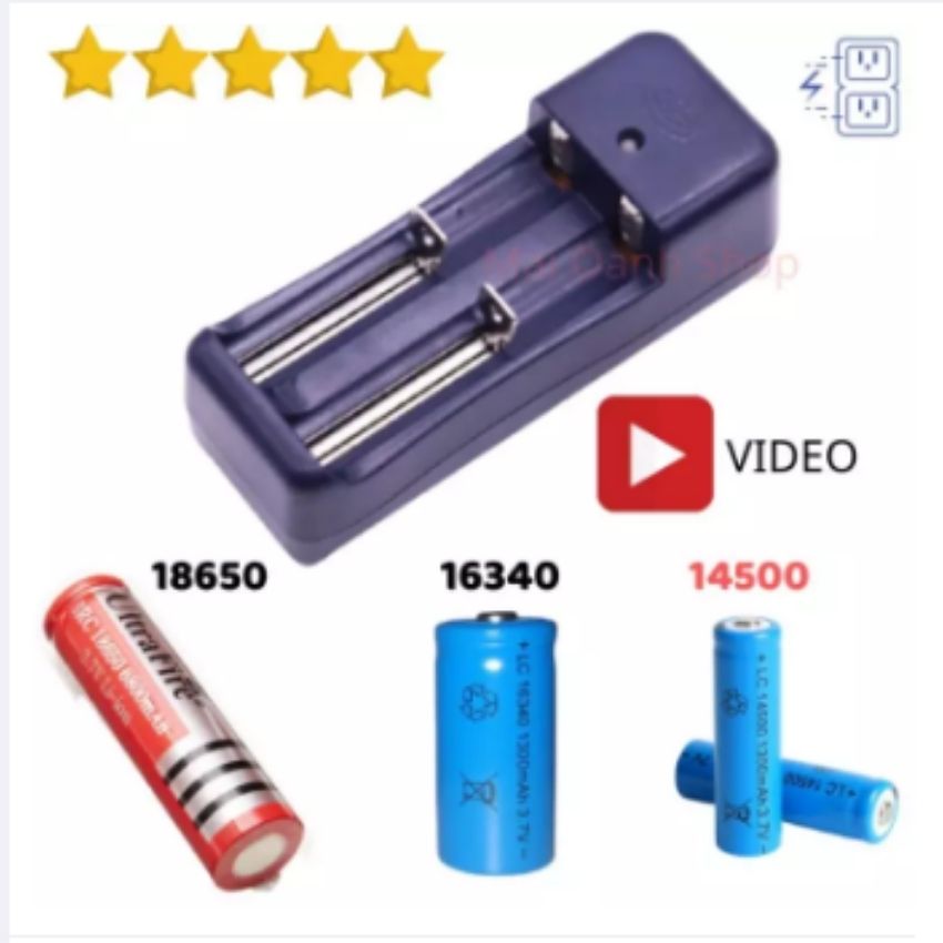 Bộ sạc pin đôi cho các loại pin li-ion 18650 16340 14500 sạc pin quạt mini ,đèn pin siêu sáng sạc pin