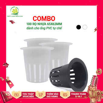 Bộ 100 cái Rọ Nhựa Ø65 Trồng Rau Thủy Canh cho ống PVC (màu ngẫu nhiên)