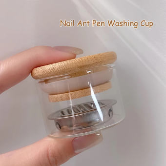 Ur Đường 1PC Nail Art Cup Bột Lỏng Bàn Chải Rửa Bát ngăn để cốc Gỗ Thủy Tinh Lưới Lớp Máy Giặt Cho Móng Tay Nghệ Thuật Sequins Làm Móng Tay