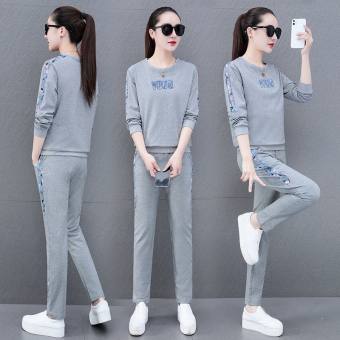 Set bộ đồ quần áo thun nữ thu đông dài tay thời trang Bộ thể thao thu đông dài tay nữ chất nỉ da cá loại 1