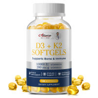 Alliwise Vitamin D3 10000iu Vitamin K2 (Mk7) 200mcg viên nang cho xương răng cơ bắp và hỗ trợ sức khỏe miễn dịch