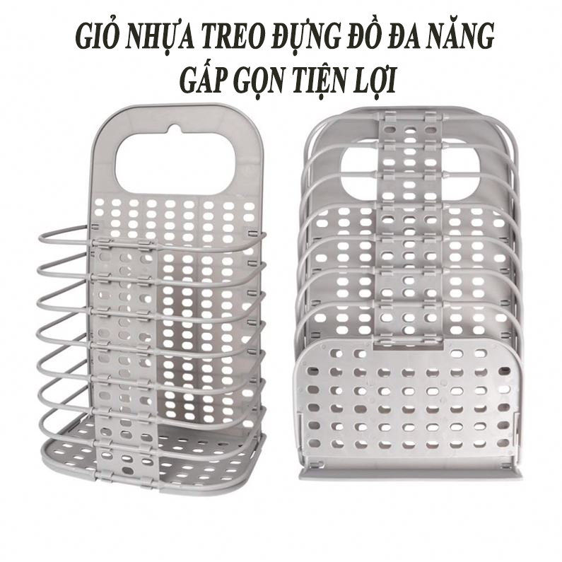 Giỏ treo tường đựng quần áo đựng đồ gấp gọn thông minh tiện lợi. Rổ treo tường đựng đồ.