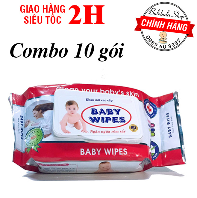 Combo 10 gói khăn ướt baby 80g