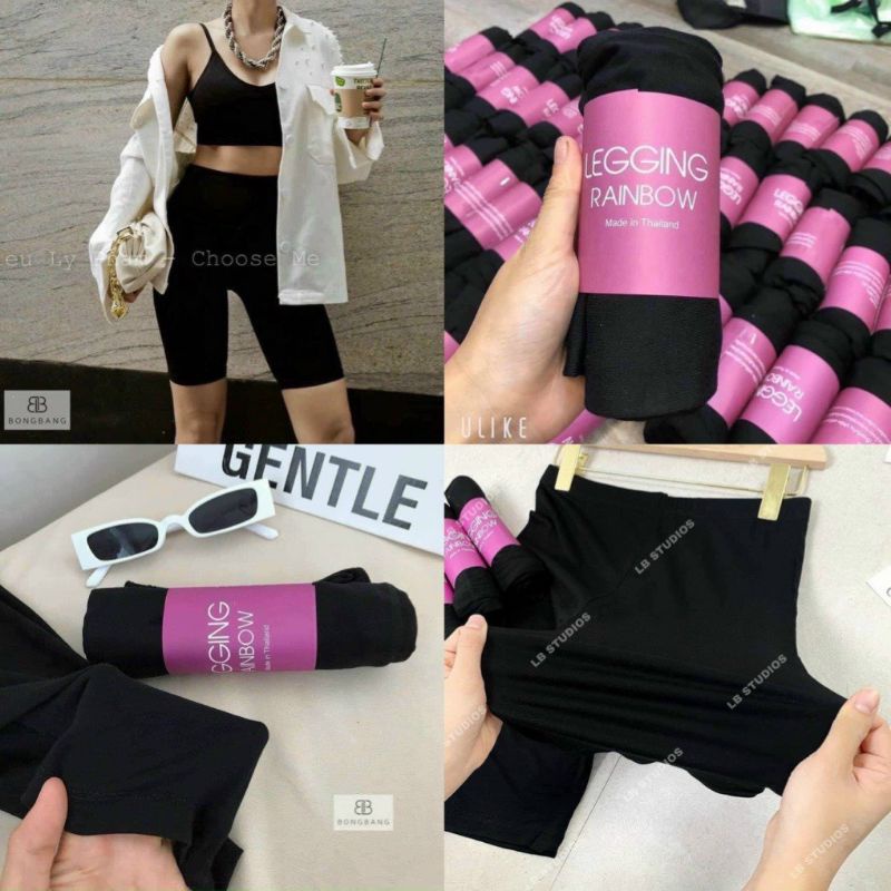Quần legging nữ, legging đùi, legging lửng thể thao vải thun cao cấp co dãn 4 chiều