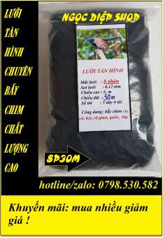 Lưới tàn hình 8 phân 30m bẫy chim cu, cò, két, rẽ giun, quốc,  bip