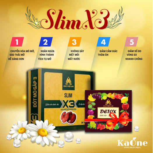 GIẢM CÂN SLIM X3 HỘP 30 VIÊN TẶNG KÈM DETOX BAN ĐÊM