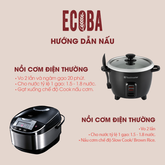 Gạo lứt đỏ ăn kiêng 100% hữu cơ - ECOBA Huyết Rồng 1kg - Mềm bùi dễ ăn -  Đạt chứng nhận hữu cơ quốc tế in trên hộp