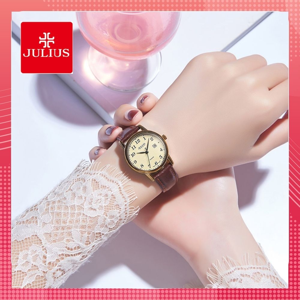 Đồng hồ nữ dây da chống nước Julius Ja-508 có lịch ngày  đồng hồ nữ thời trang chính hãng