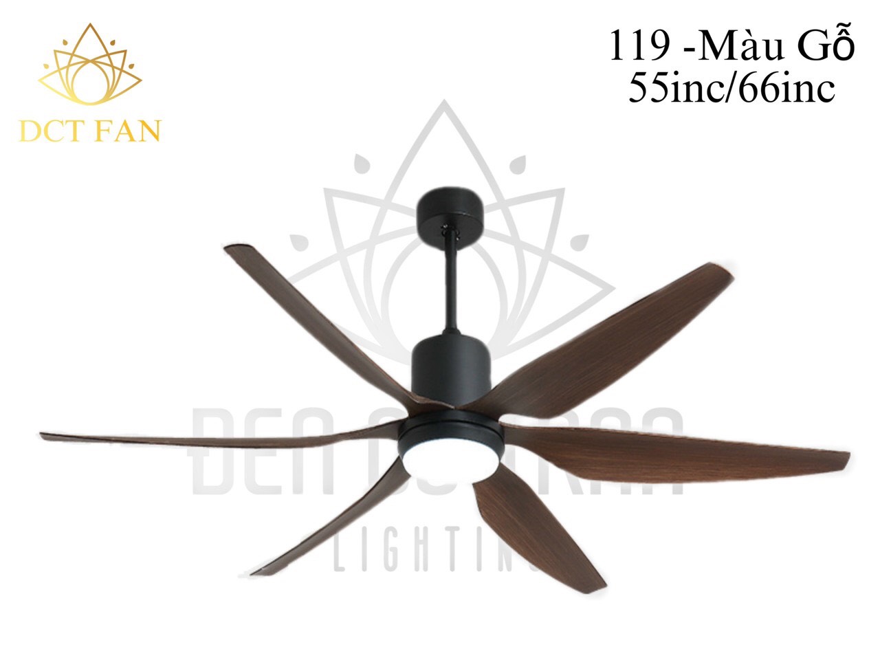 (Lõi Đồng) Quạt trần đèn trang trí 6 cánh dài,động cơ DC siêu tiết kiệm điện cho phòng khách,đèn led 3 màu ánh sáng,có đảo chiều hút ẩm