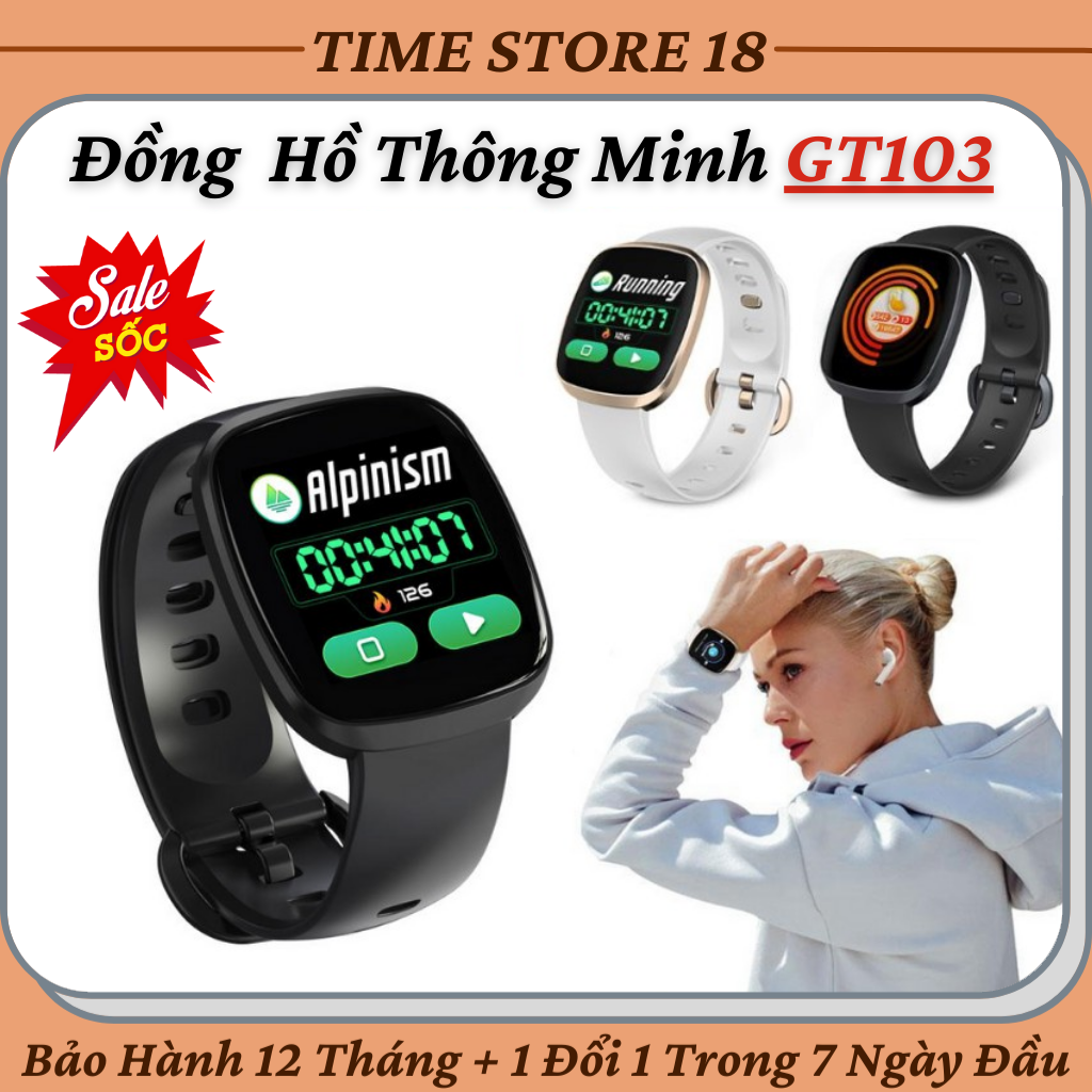 Đồng Hồ Thông Minh Giá Rẻ GT103 Theo Dõi Sức Khỏe Kết Nối Điện Thoại Qua App , Đồng Hồ Thông Minh Trẻ Em , Đồng Hồ Thông Minh Nam Nữ - Bảo Hành 12 Tháng
