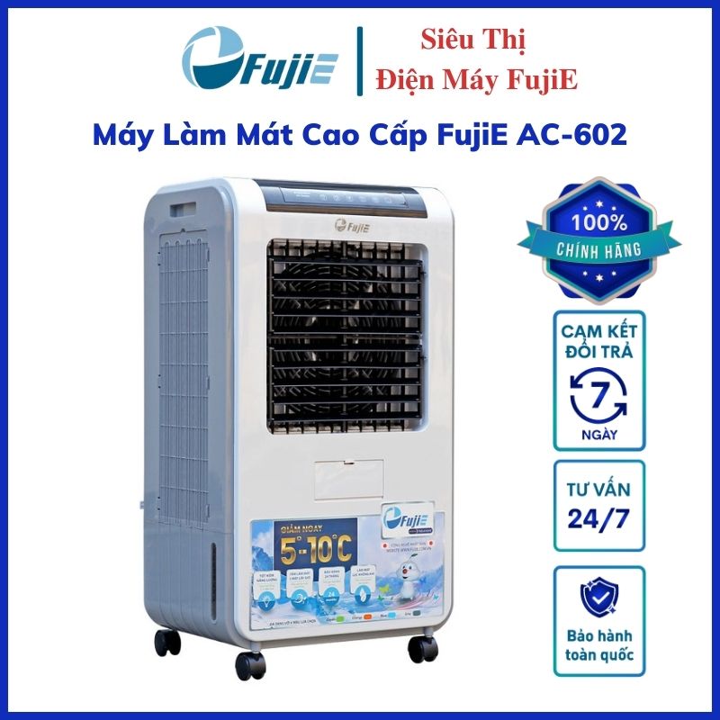 Máy làm mát cao cấp FujiE AC-602 làm mát không khí nhanh tiết kiệm chi phí so với điều hòa giảm ngay 5-10 độ C làm mát, lọc không khí, 3 cấp độ gió