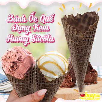 Bánh Ốc Quế Ăn Kem Hương Sôcôla – Bịch 10 Cái Thơm Ngon, Giòn Rụm